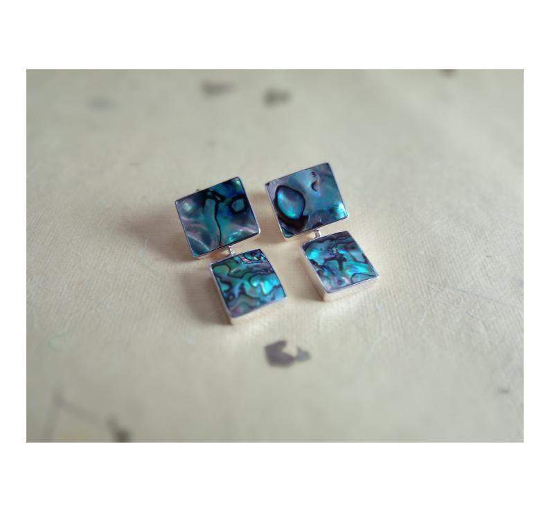 Abalone Shell Silver Earrings-Earrings-House of Taamara-House of Taamara