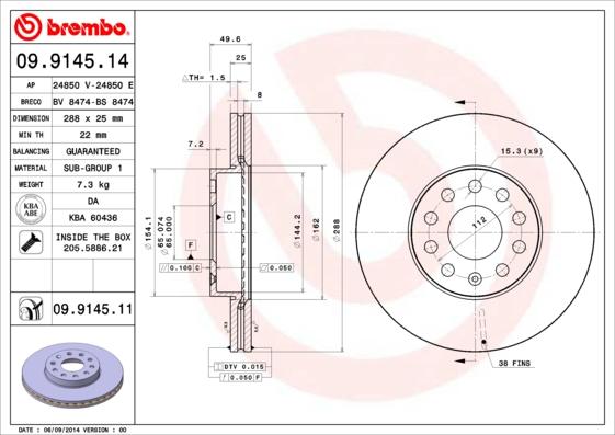 Brembo Rotor - Front/SKODA -YETI 5L (2009-)