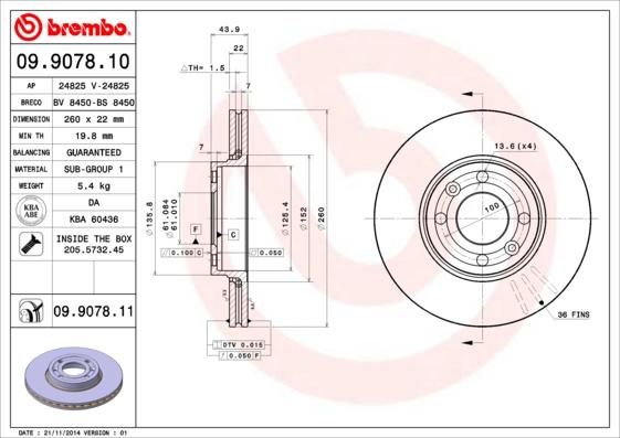 Brembo Rotor - Front/RENAULT-PULSE