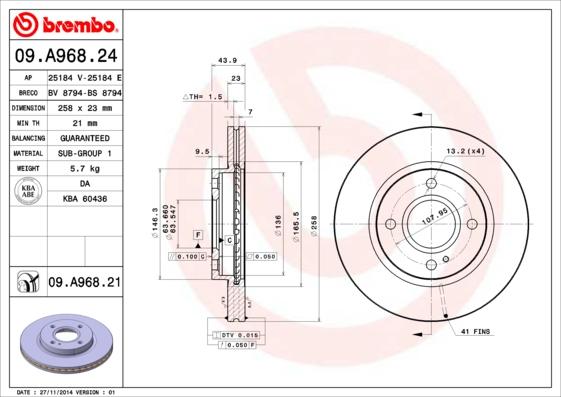 Brembo Rotor - Front/FORD-FIESTA/FIGO/NEW FIESTA/FIGOA TITANIUM