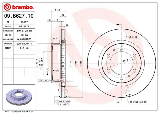 Brembo Rotor - Front/TOYOTA -OLD FORTUNER