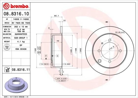 Brembo Rotor - Back/MITSUBUSHI-CEDIA