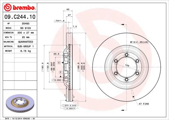 Brembo Rotor - Front/ISUZU-MU7/VCROSS