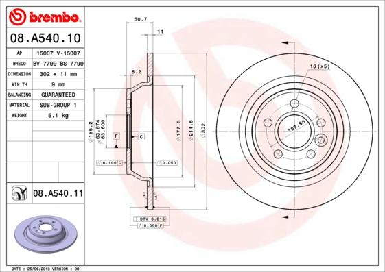 Brembo Rotor - Back/LANDROVER EVOQUE (2011)