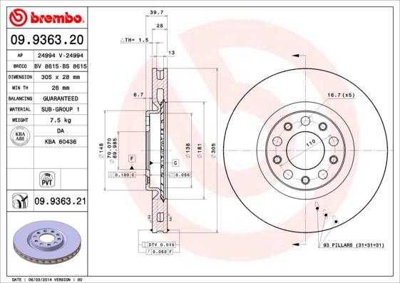 Brembo Rotor - Front/JEEP- COMPAAS/RENEGADE