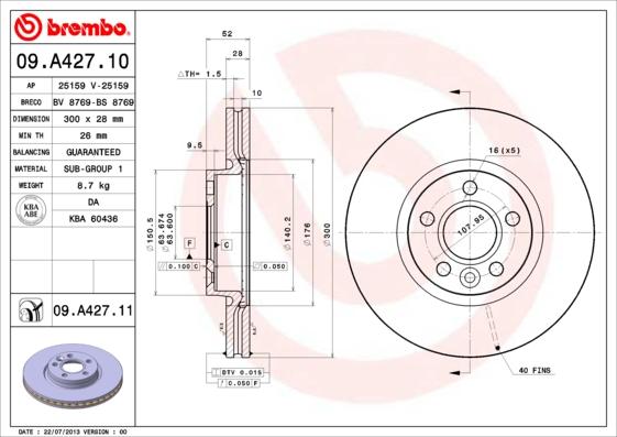 Brembo Rotor - Front/VOLVO-S60 T6/VOLVO S80
