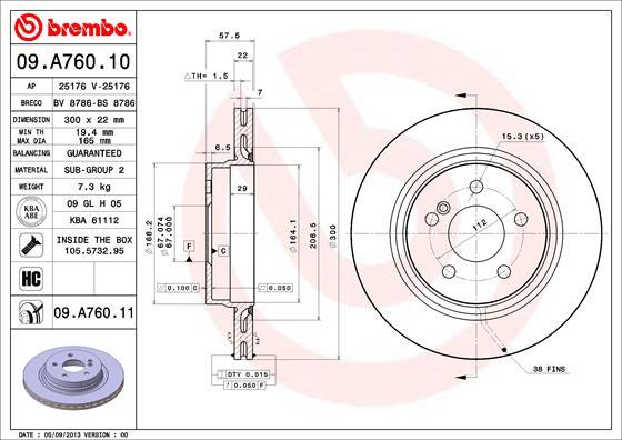 Brembo Rotor - Back/MERCEDES-C CLASS W204(2008-2015) C250 CDI