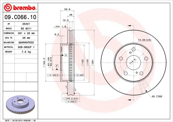 Brembo Rotor - Front/TOYOTA-INNOVA(2004 TO 2016)