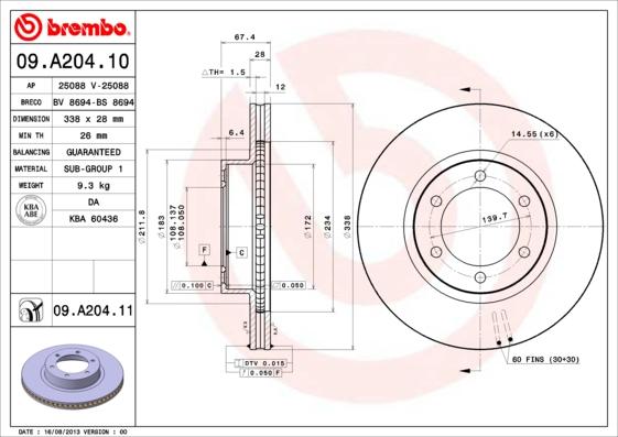 Brembo Rotor - Front/TOYOTA-NEW FORTUNER/LAND CRUISER PRADO