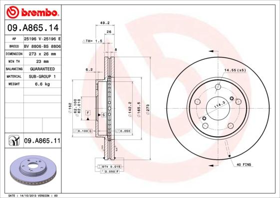 Brembo Rotor - Front/TOYOTA -COROLLA ALTIS OLD AND NEW DIESEL