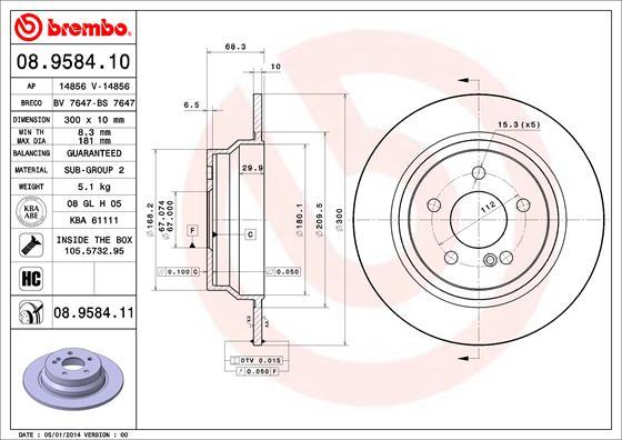 Brembo Rotor - Back/MERCEDES- E CLASS W212(2010-2016) E250 CDI/ E CLASS W212(2010-2016) DRILLED