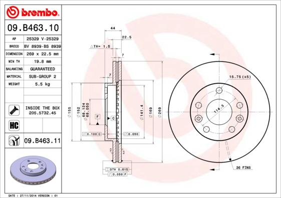 Brembo Rotor - Front/RENAULT-DUSTER 2 WHEEL DRIVE BEFORE 2015