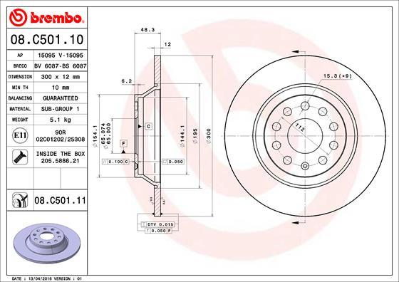 Brembo Rotor - Back/SKODA SUPERB 3V3(2015)