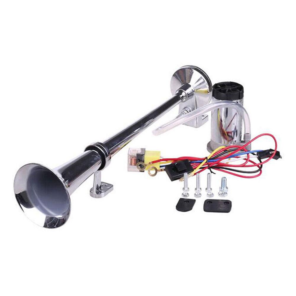 Hella Chrome Pipe Air Horn - Single Tone 12V