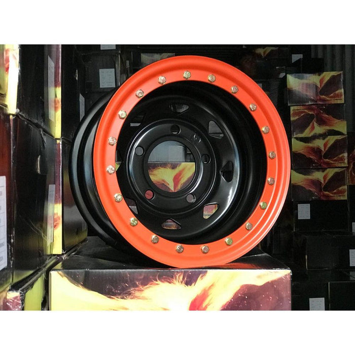 160x5 15x8 Orange Beed Lock Steel Wheels For Thar