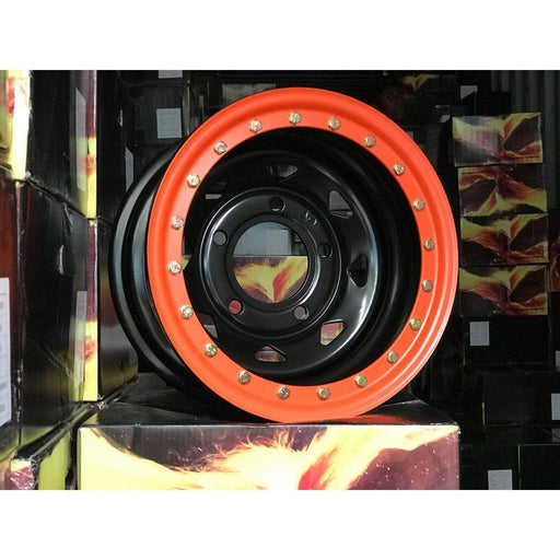 160x5 15x8 Orange Beed Lock Steel Wheels For Safari